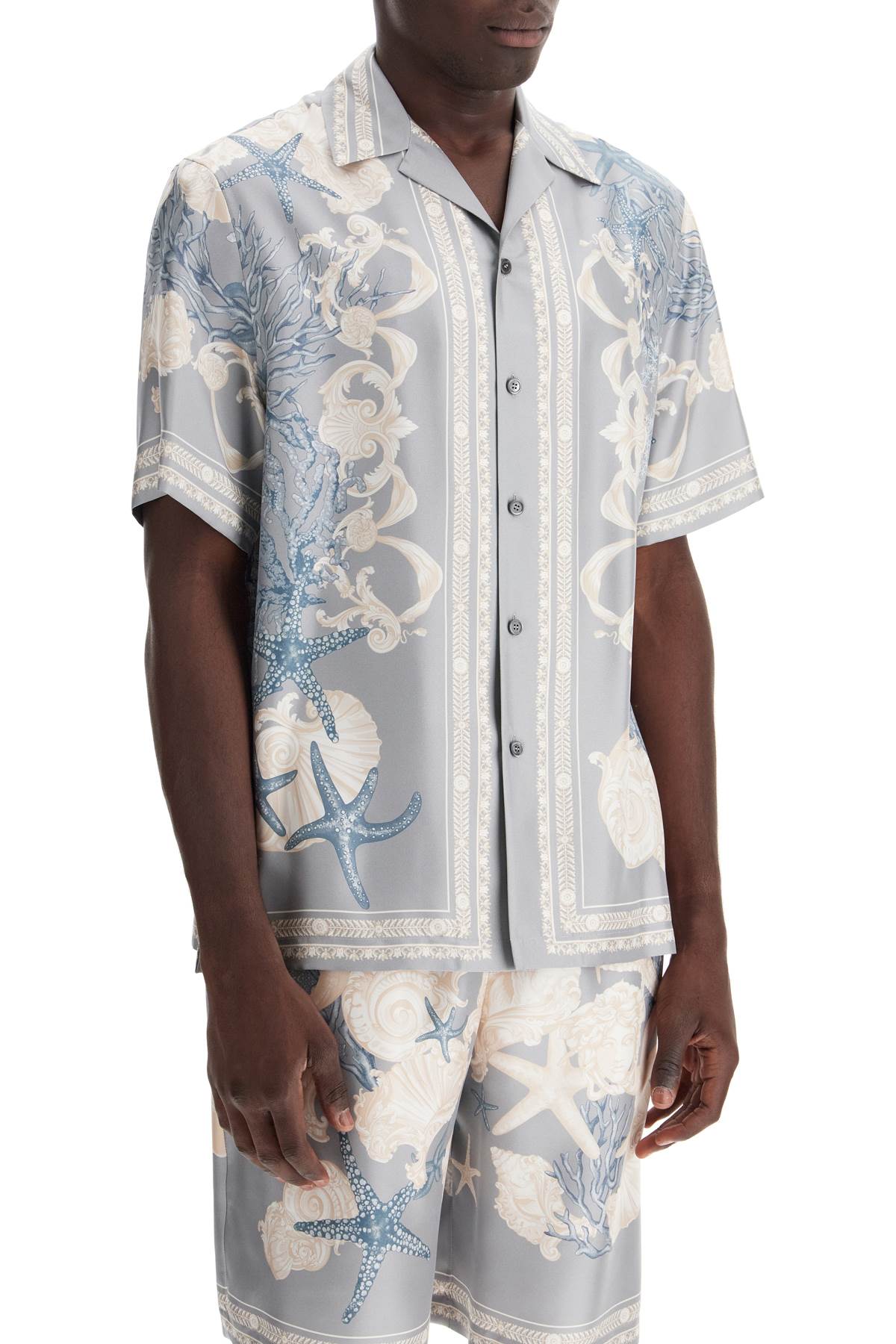 Versace baroque printed silk bowling shirt set for the Shirts Versace