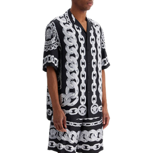 Versace 'printed silk medusa chains bowling shirt