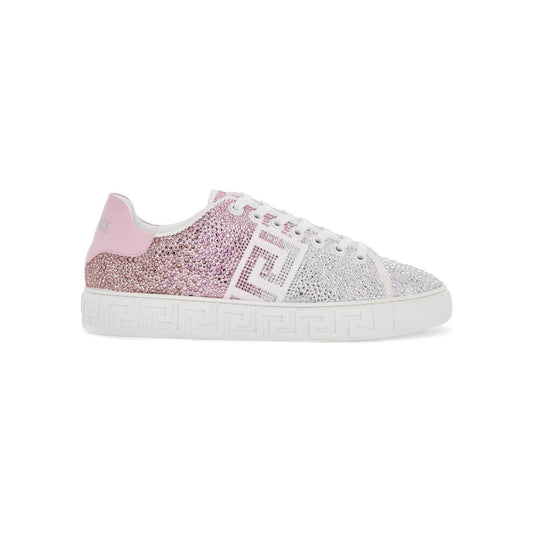 Versace greca sneakers silk blend studded with degradé crystals Sneakers Versace