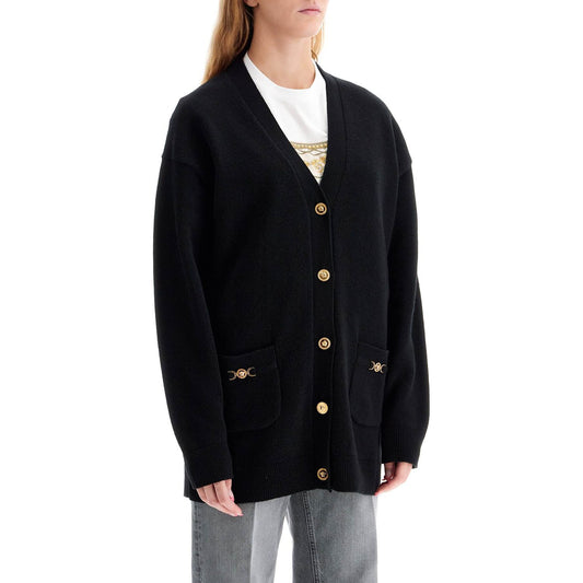 Versace boxy wool and cashmere cardigan Knitwear Versace Black