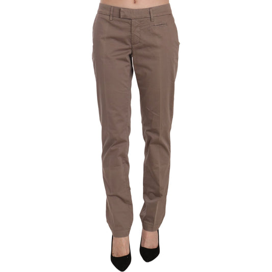 Dondup Chic Brown Straight Cut Trousers Dondup