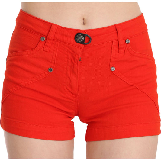 PLEIN SUD Chic Mid Waist Mini Shorts in Vibrant Orange PLEIN SUD