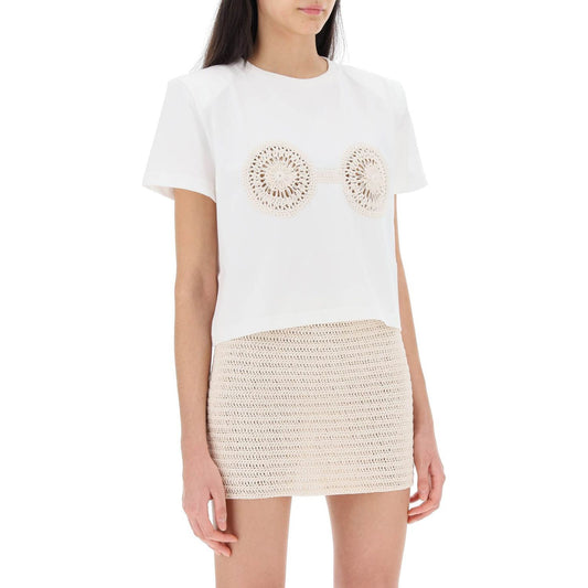 Magda Butrym cropped t-shirt with crochet insert Topwear Magda Butrym