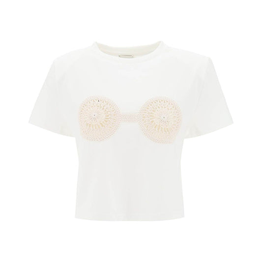 Magda Butrym cropped t-shirt with crochet insert Topwear Magda Butrym