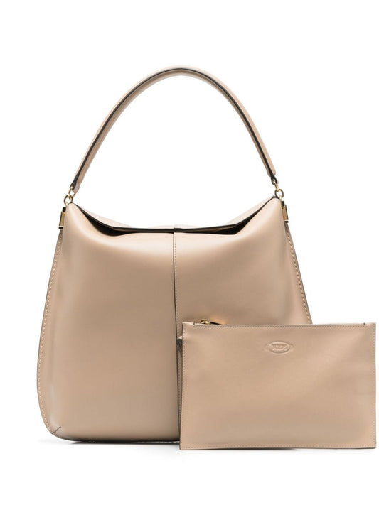 Tod's Leather Tote Bag Dove Grey Shoulder Tod'S