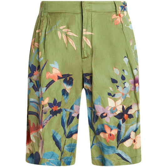 Etro Shorts Green Short trousers Etro Dark Khaki