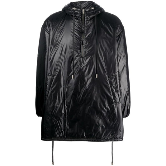 Saint Laurent Cassandre Anorak Oversized Hooded Coat Black Jackets Saint Laurent