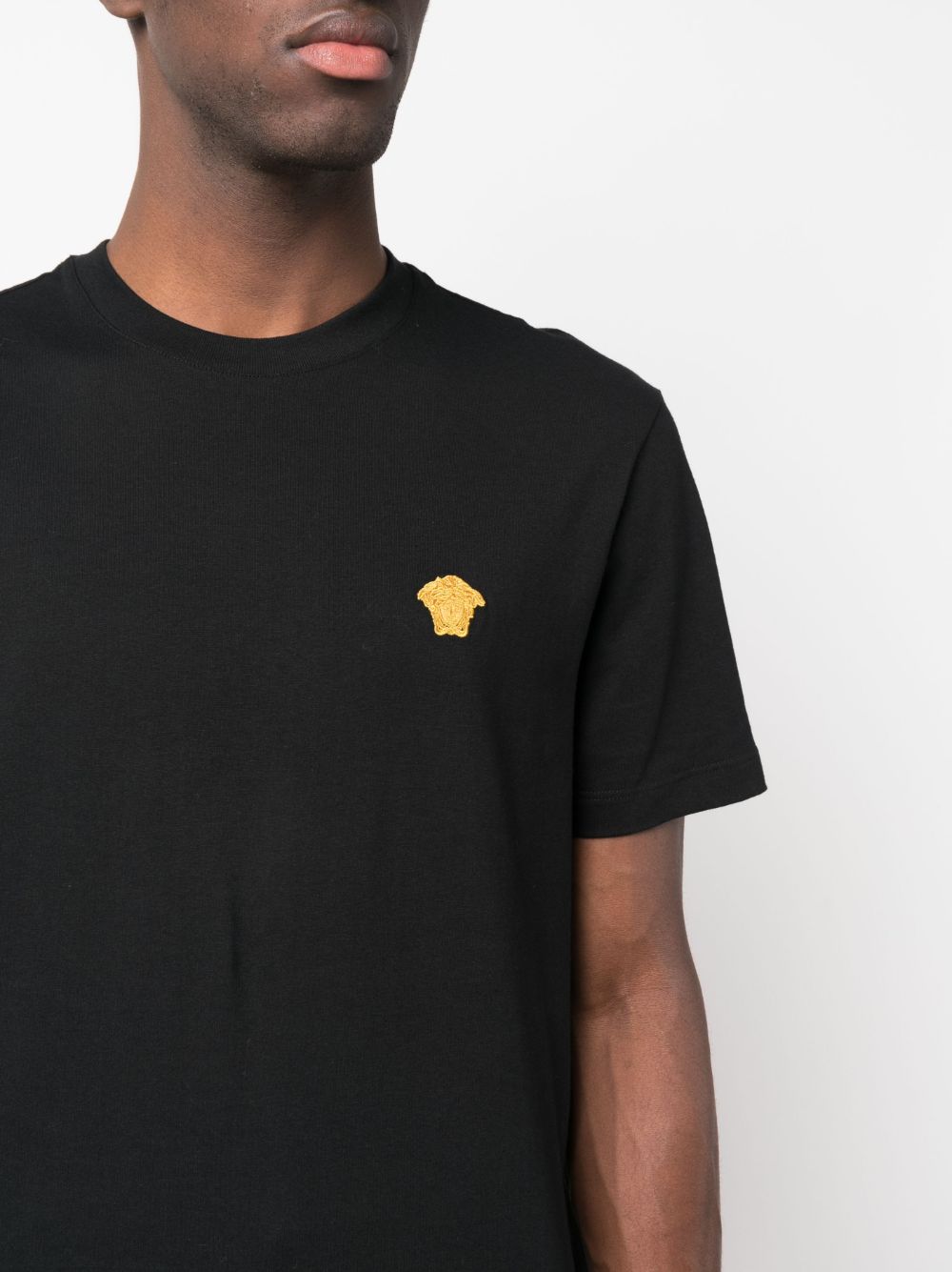 Versace Medusa-embroidered Cotton T-shirt Black