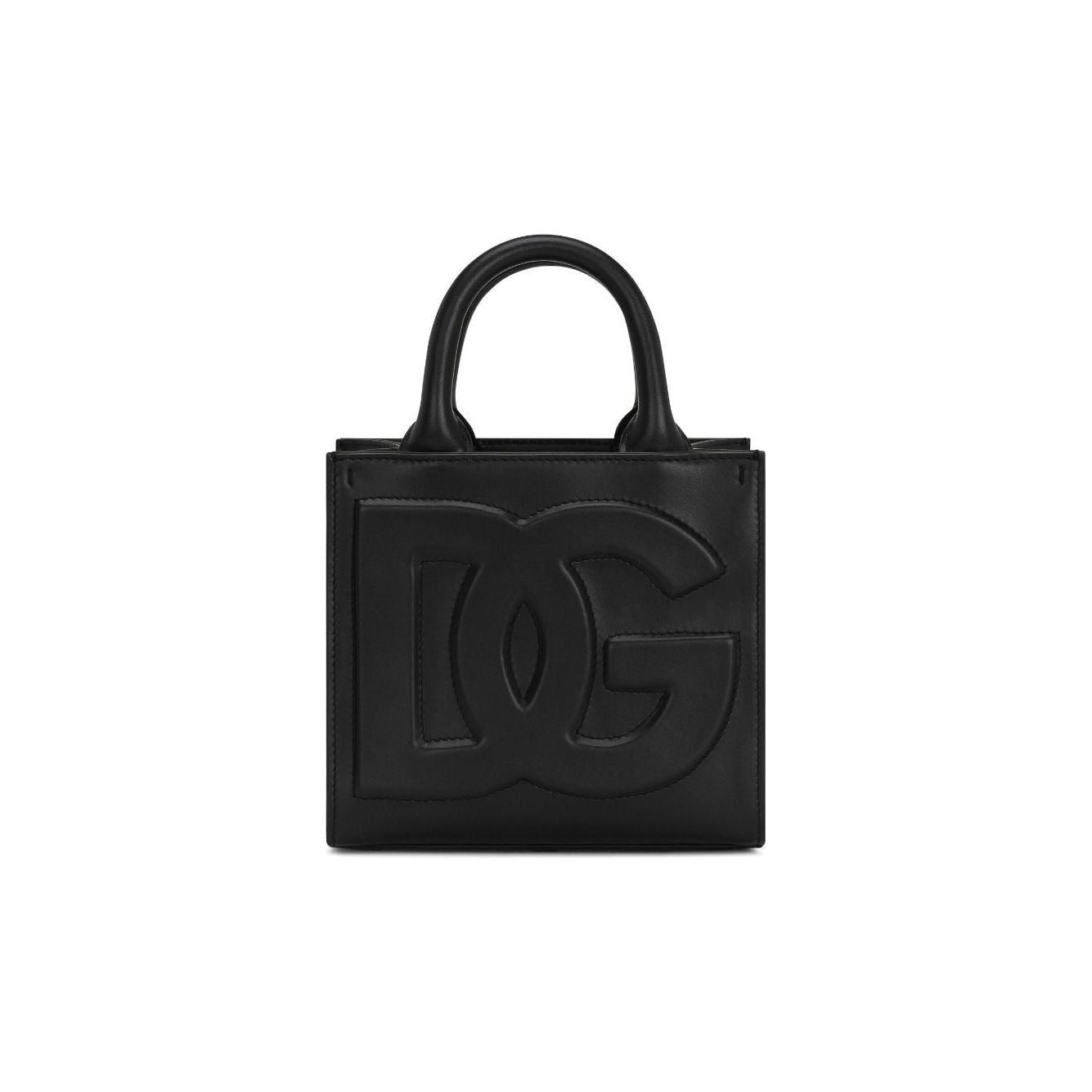 Dolce & Gabbana Black Calf Leather Smooth Grain Tote Bag Shoulder Dolce & Gabbana