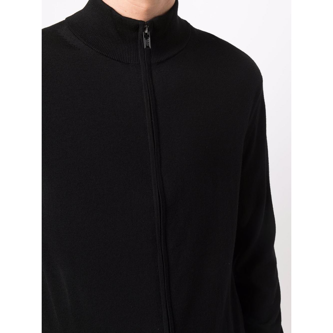 Emporio Armani virgin wool zipped-front men Sweaters Black Topwear Emporio Armani