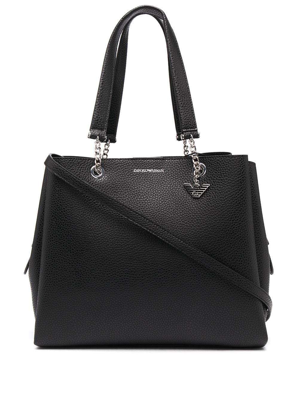 Emporio Armani Black leather pebbled effect tote Bag