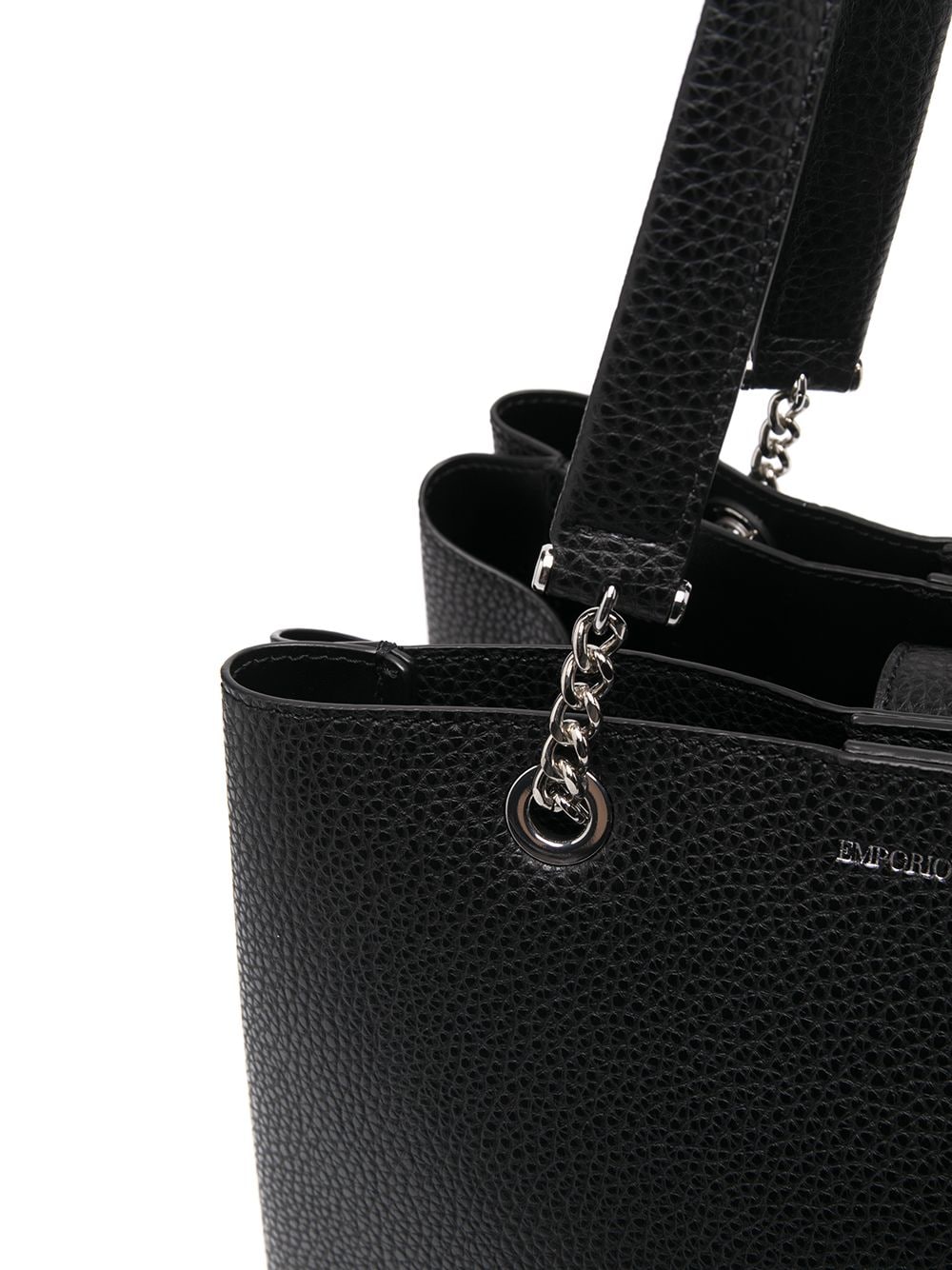 Emporio Armani Black leather pebbled effect tote Bag