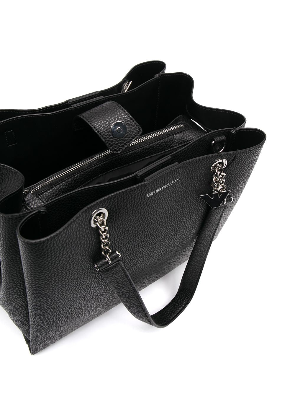 Emporio Armani Black leather pebbled effect tote Bag