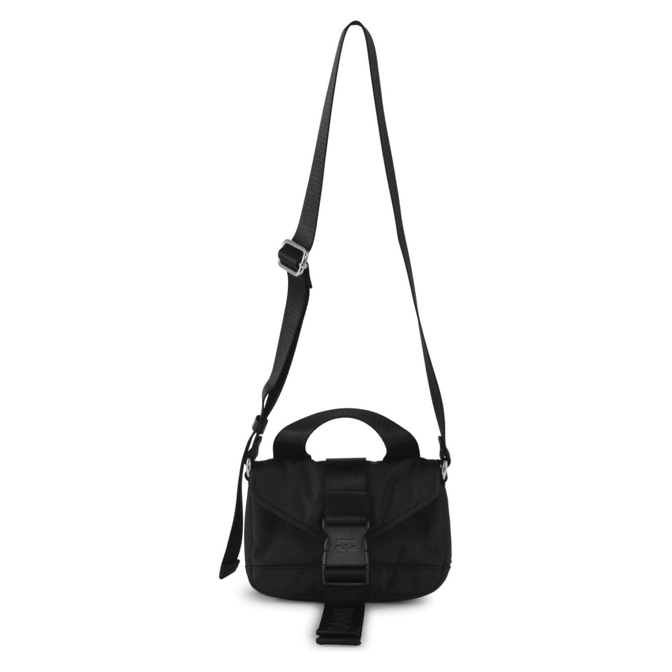 Front view with bag zipped and handles upright.