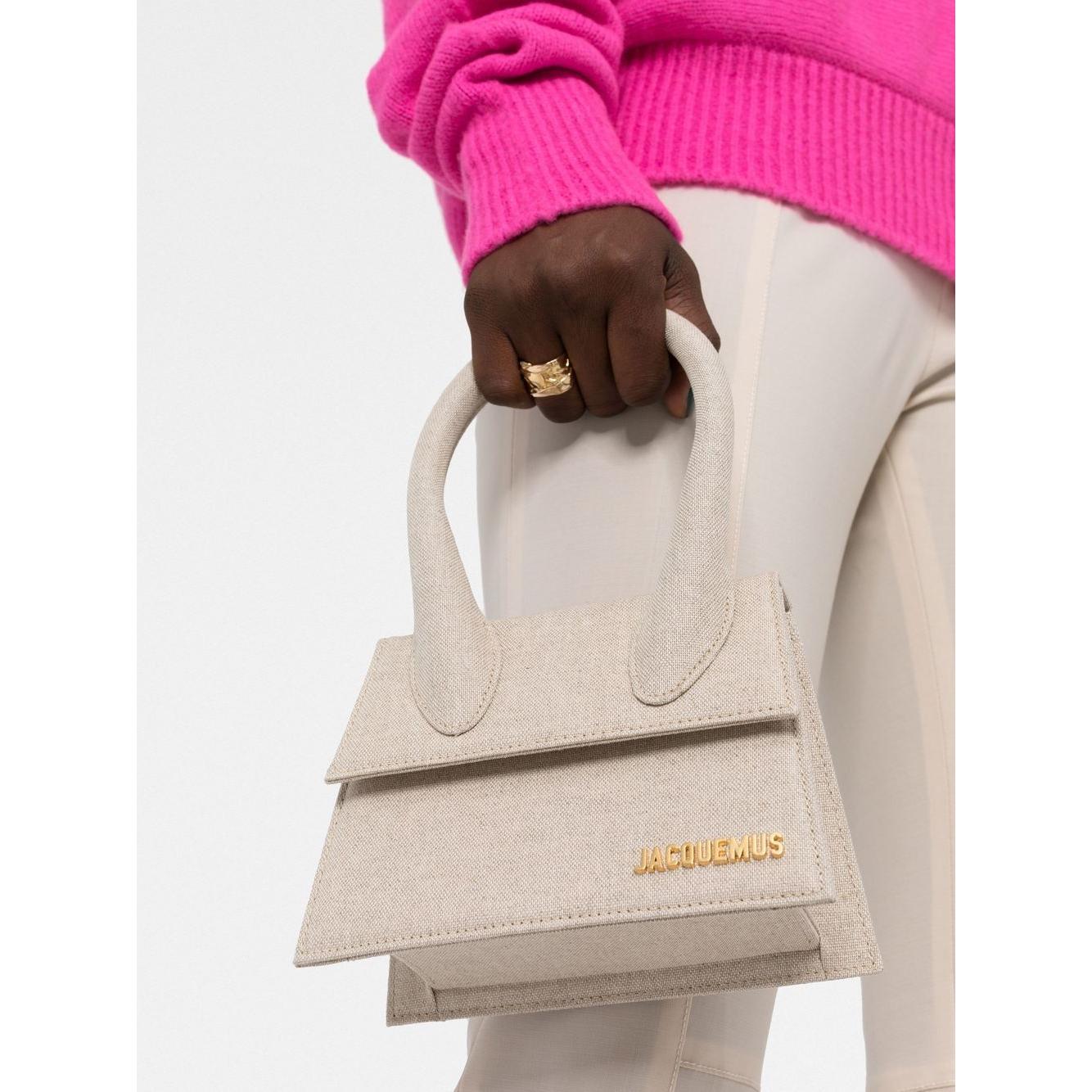 JACQUEMUS Le Chiquito Moyen cannvas tote Bag Grey Handbag JACQUEMUS