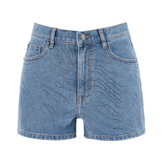 Rotate denim shorts with rhinestone