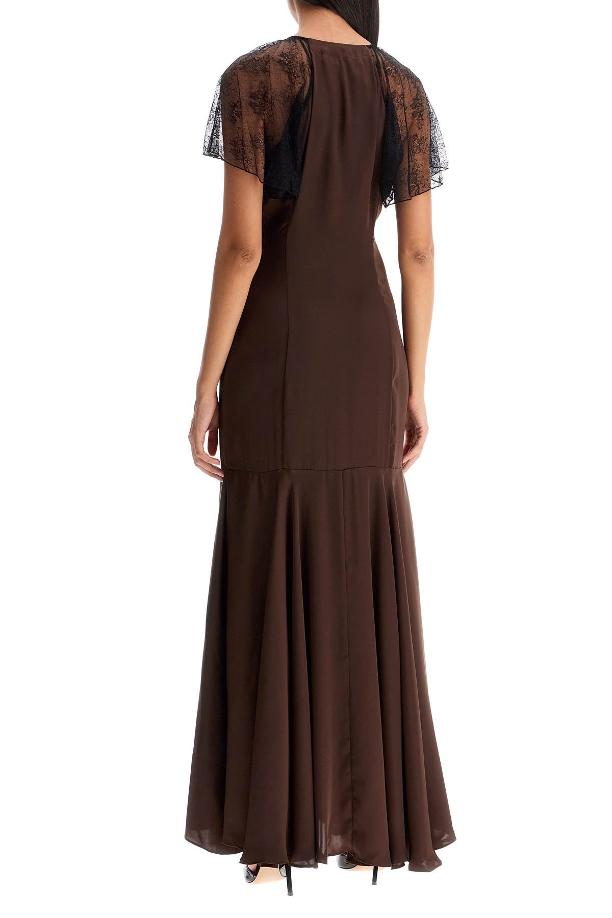 Rotate long satin and lace dress Dresses Rotate