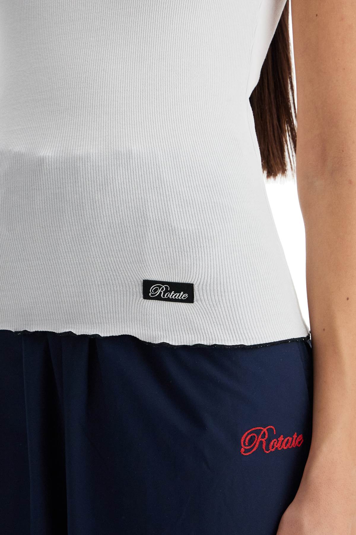 Rotate ribbed tank top with logo label Topwear Rotate