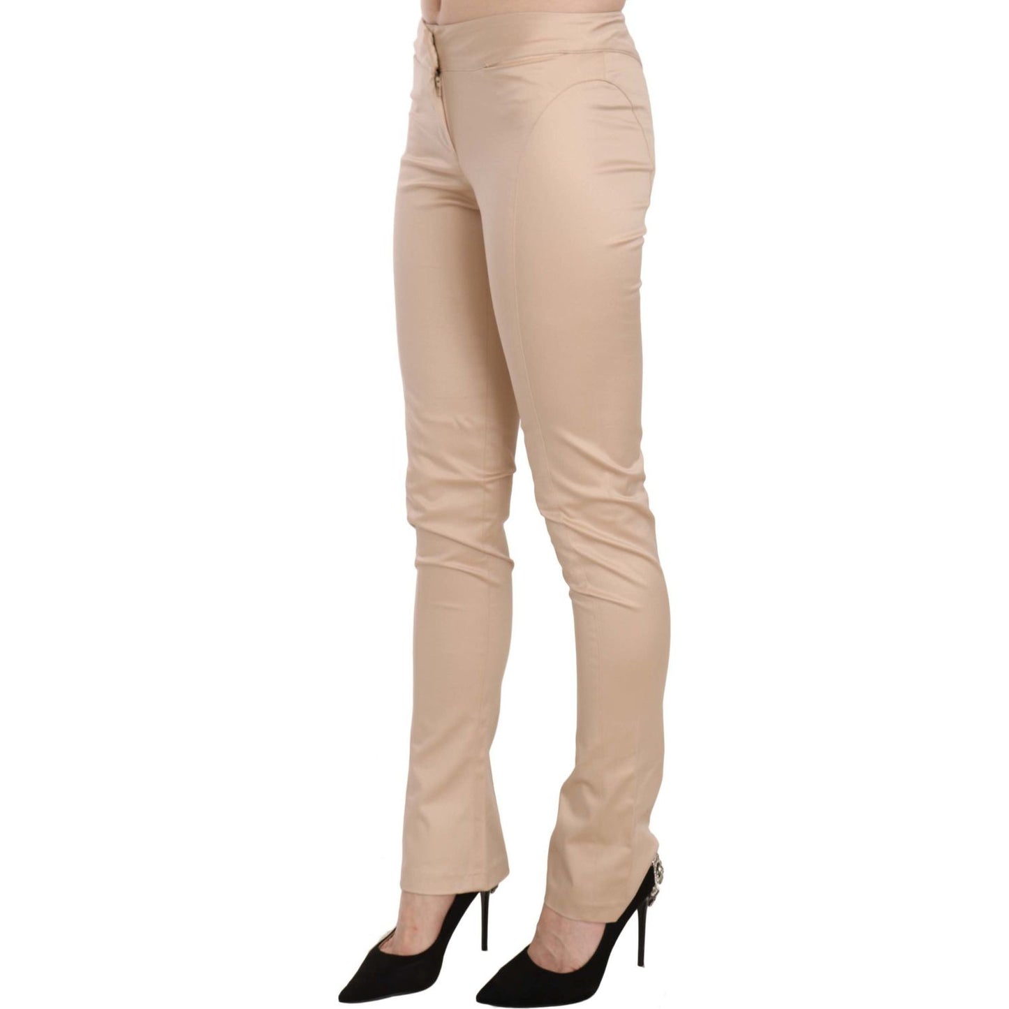 Just Cavalli Elegant Cream Low Waist Skinny Trousers Just Cavalli