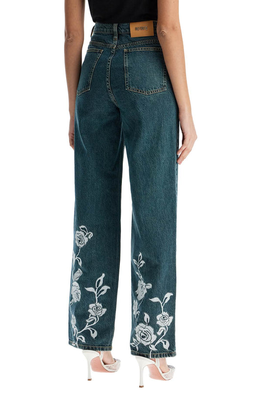 Rotate jeans in denim steel blue with floral details Jeans Rotate