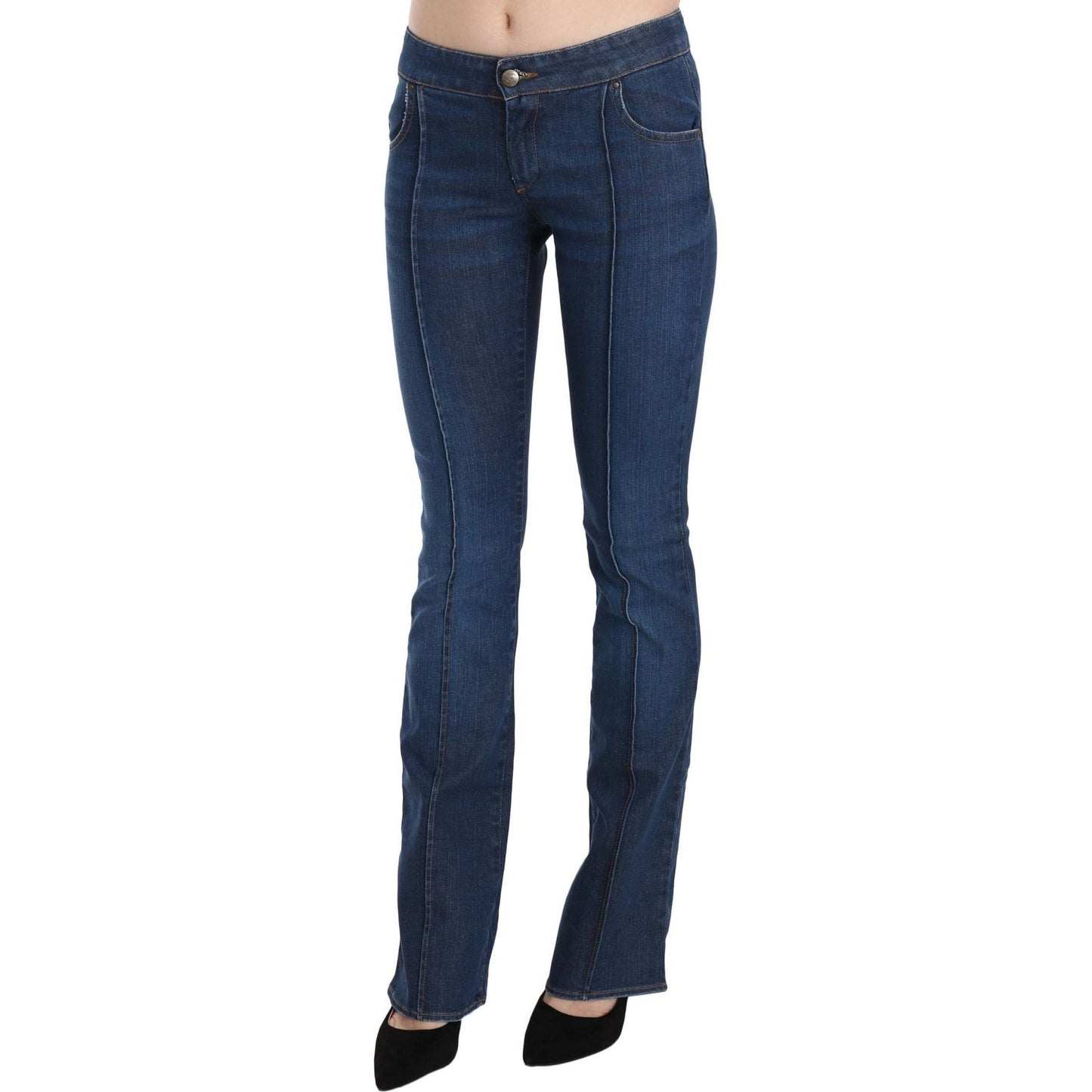 Just Cavalli Chic Blue Washed Boot Cut Denim Pants Just Cavalli