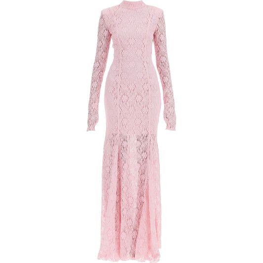 Rotate long pink lace dress with open back for special occasions