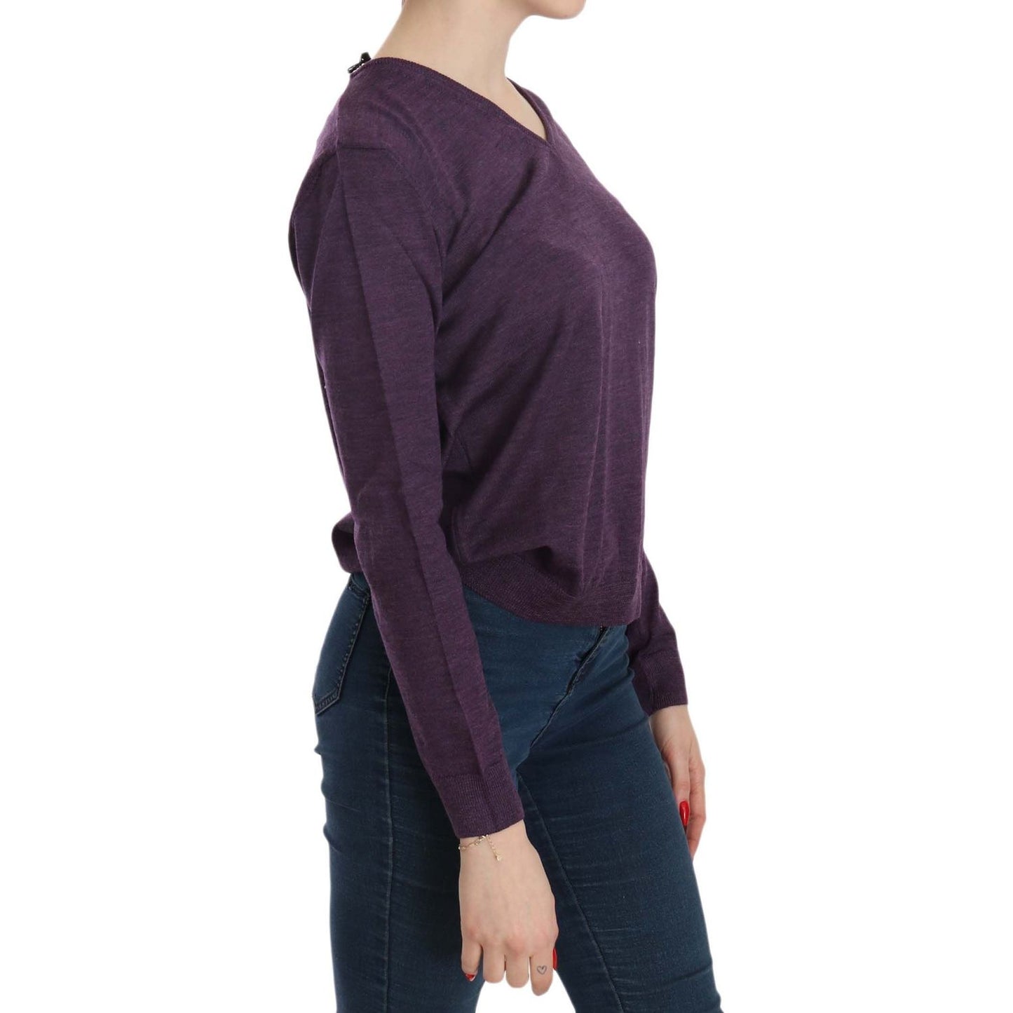 BYBLOS Elegant Purple V-Neck Wool Blouse BYBLOS