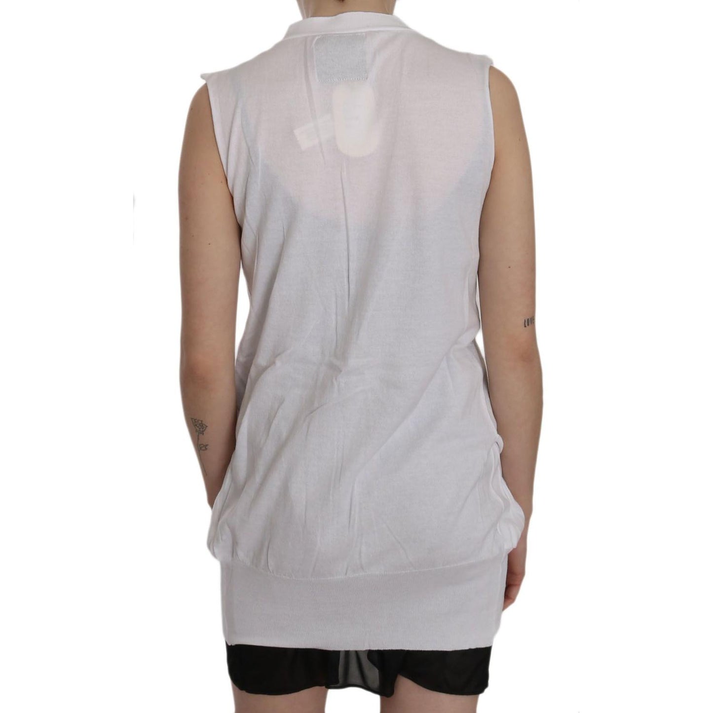 PINK MEMORIES Elegant Sleeveless Cotton Vest in Pristine White PINK MEMORIES