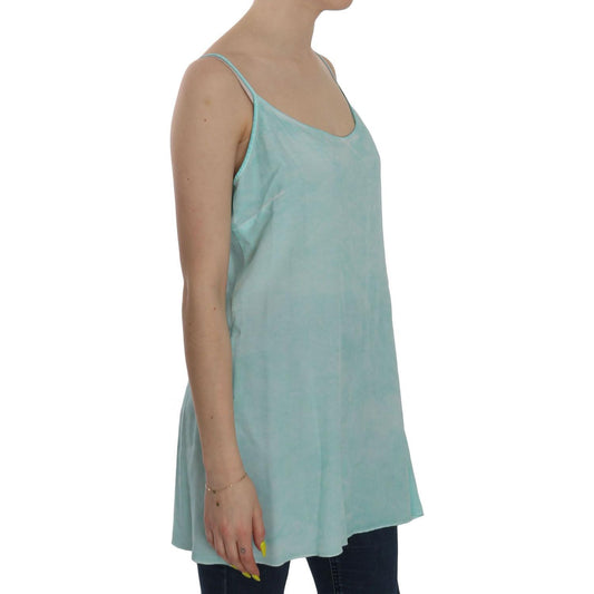 Ermanno Scervino Elegant Spaghetti Strap Sleeveless Blue Top Ermanno Scervino