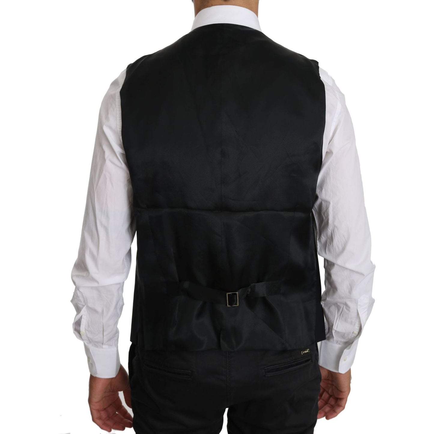 Dolce & Gabbana Sleek Black Cotton Blend Dress Vest Dolce & Gabbana