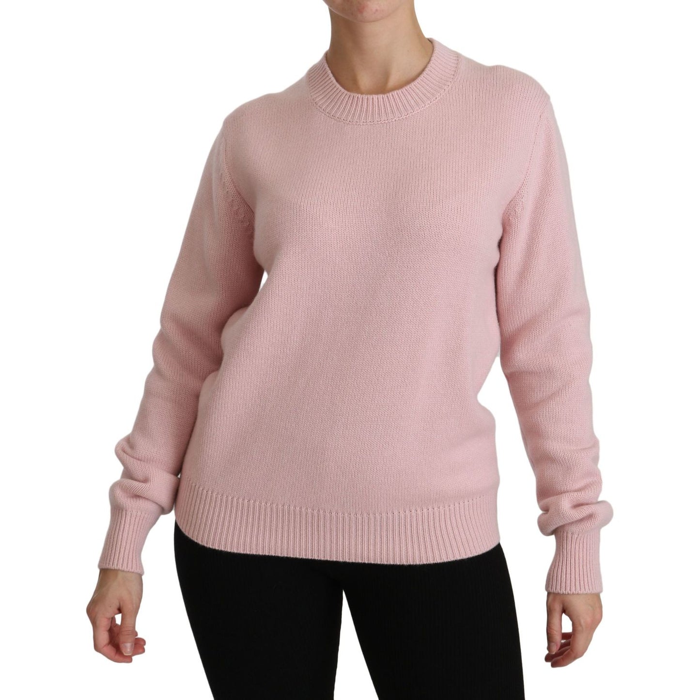 Dolce & Gabbana Cashmere-Blend Pink Crew Neck Sweater Dolce & Gabbana