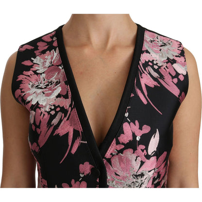 Dolce & Gabbana Elegant Floral Brocade Plunging Vest Top Dolce & Gabbana