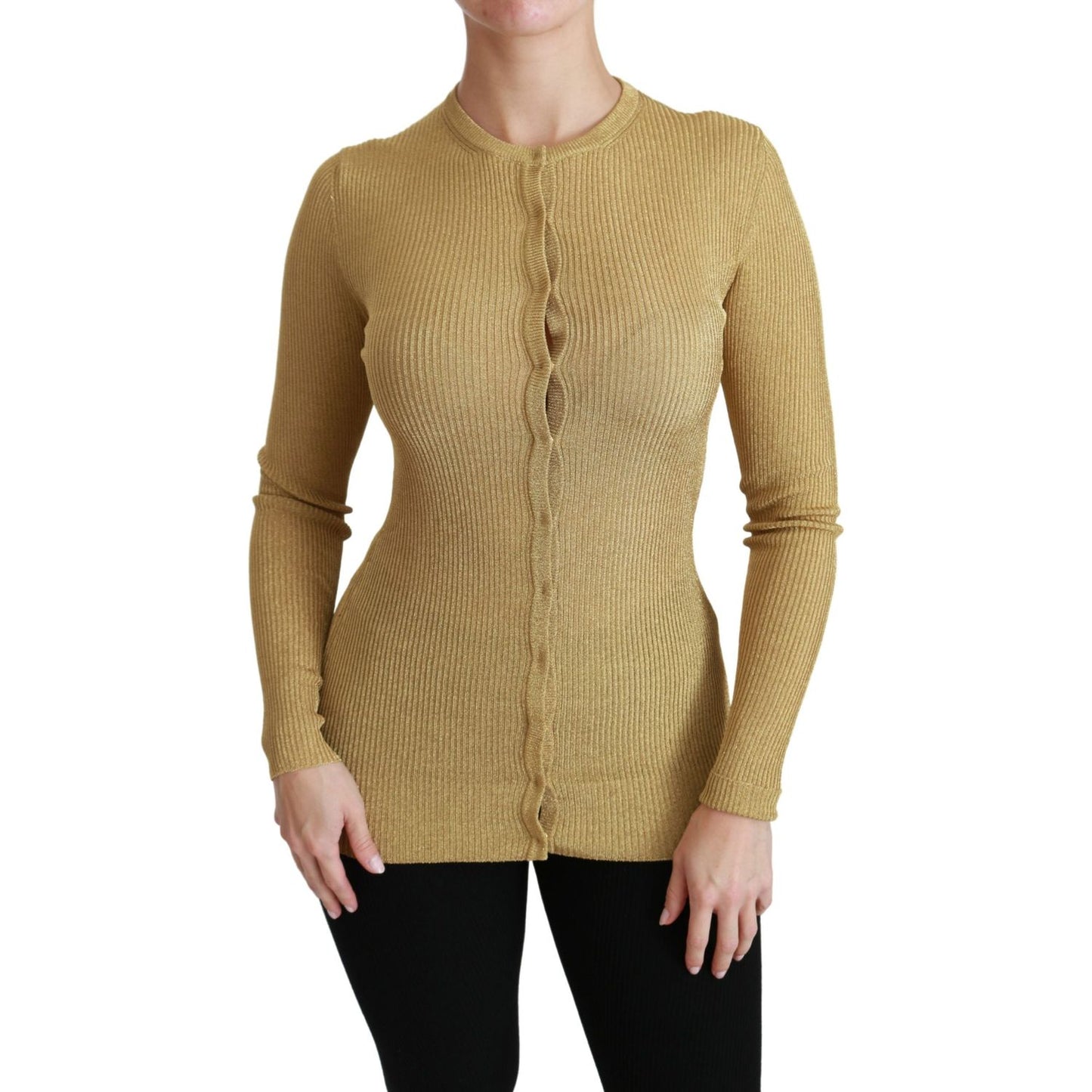 Dolce & Gabbana Elegant Long Sleeve Gold Cardigan Dolce & Gabbana