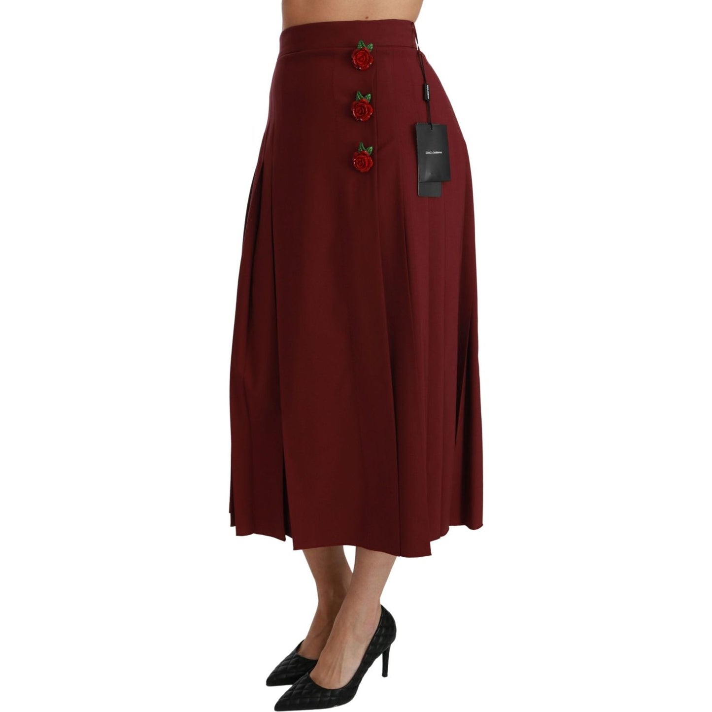 Dolce & Gabbana Elegant Red High Waist Virgin Wool Skirt Dolce & Gabbana