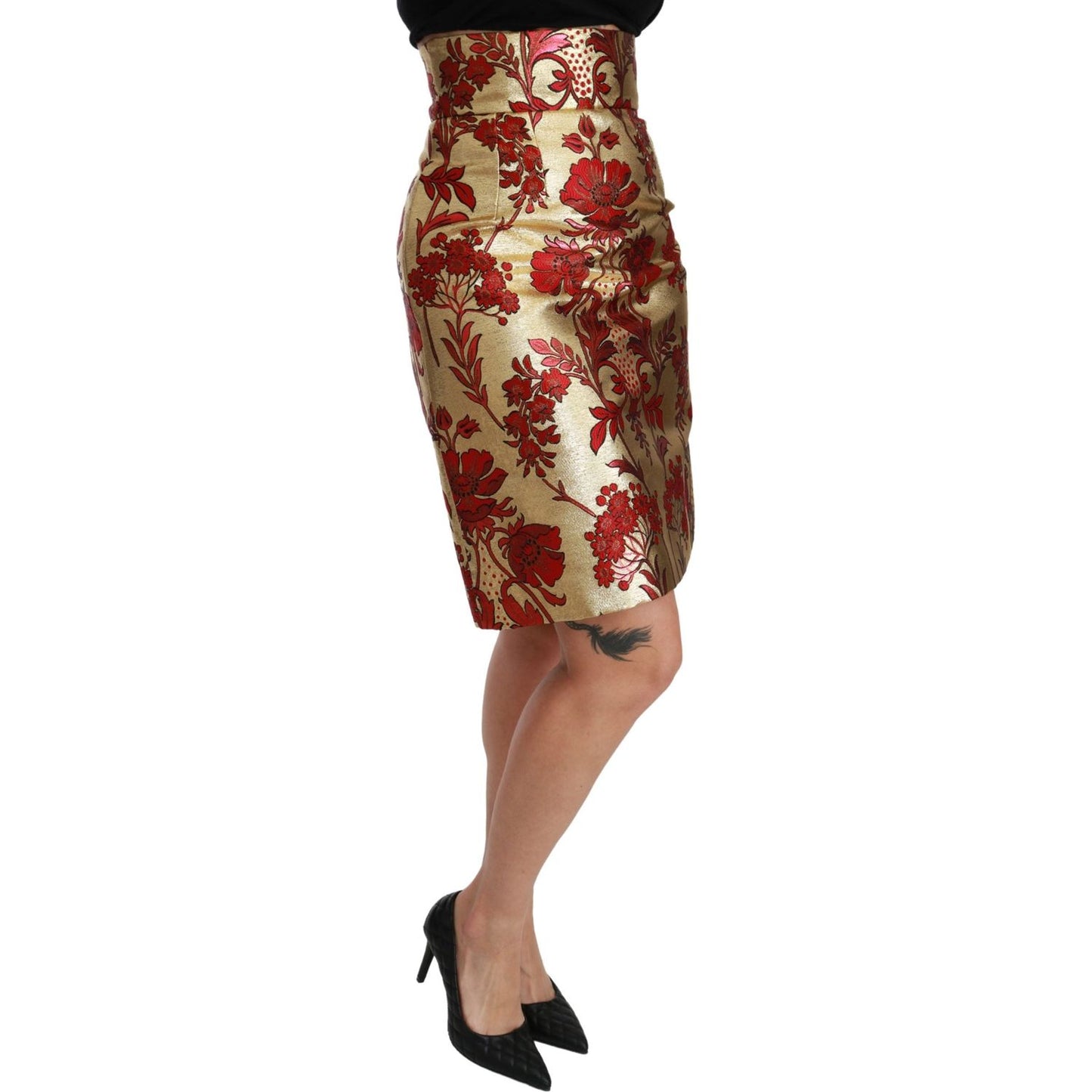 Dolce & Gabbana Opulent Gold Floral Jacquard Skirt Dolce & Gabbana