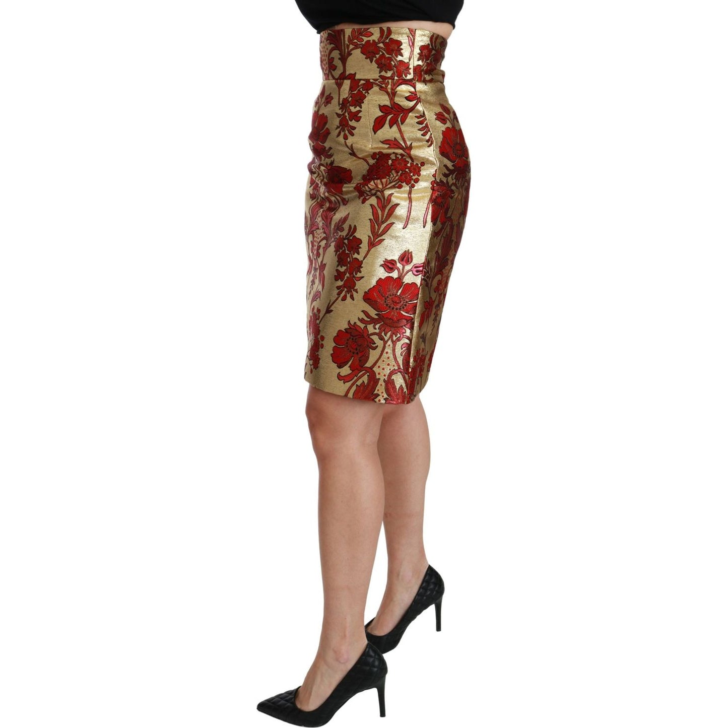 Dolce & Gabbana Opulent Gold Floral Jacquard Skirt Dolce & Gabbana