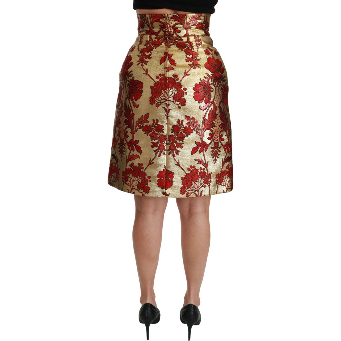 Dolce & Gabbana Opulent Gold Floral Jacquard Skirt Dolce & Gabbana