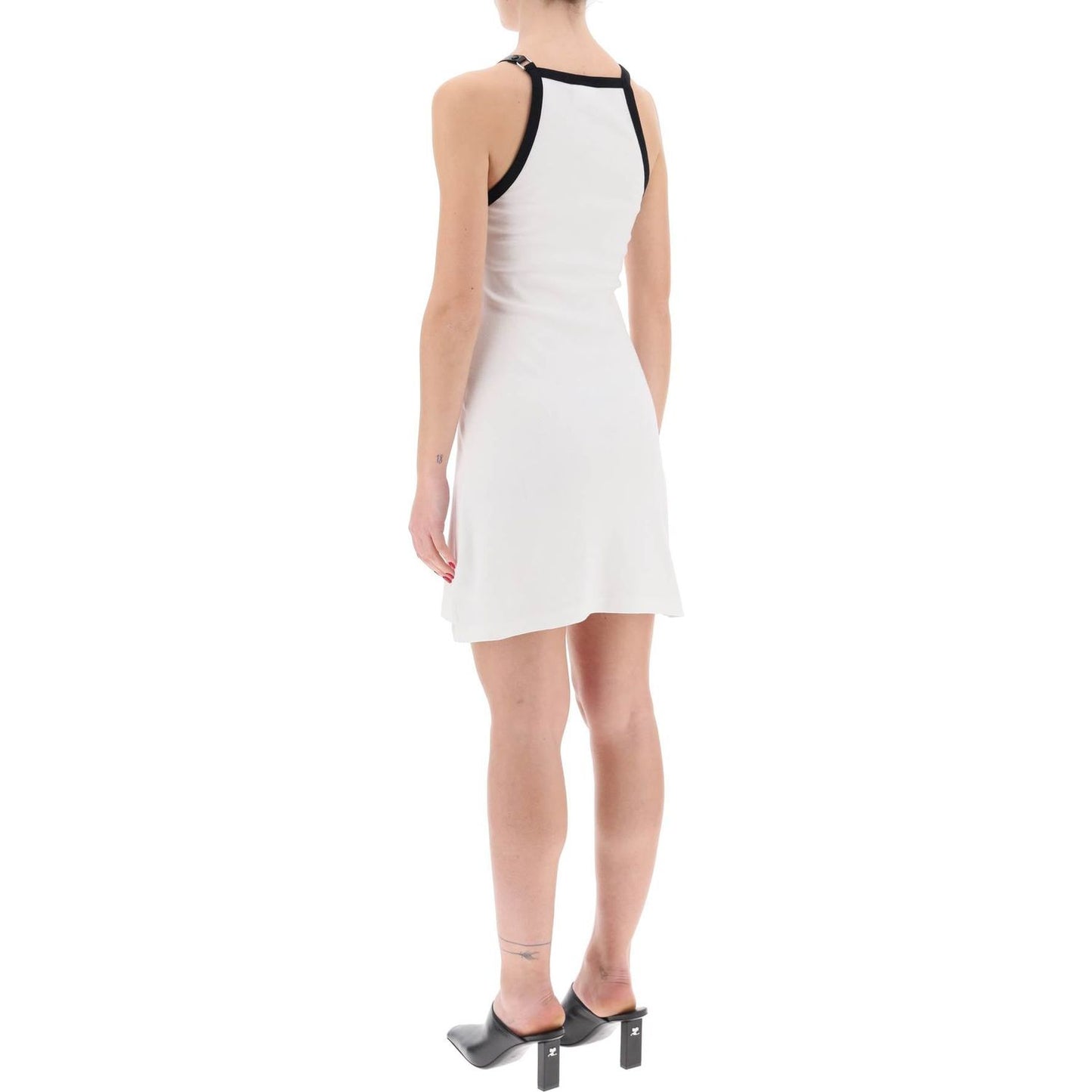 Courreges bicolor jersey mini dress in compact cotton jersey Dresses Courreges