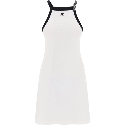 Courreges bicolor jersey mini dress in compact cotton jersey Dresses Courreges