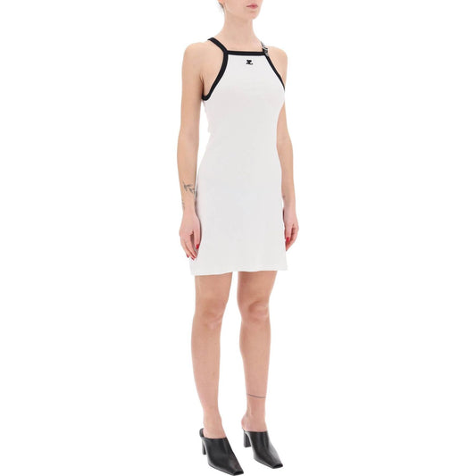 Courreges bicolor jersey mini dress in compact cotton jersey Dresses Courreges