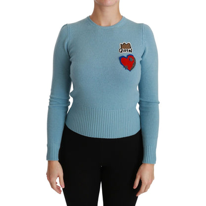 Dolce & Gabbana Queen Heart Beaded Wool Sweater WOMAN TOPS AND SHIRTS Dolce & Gabbana