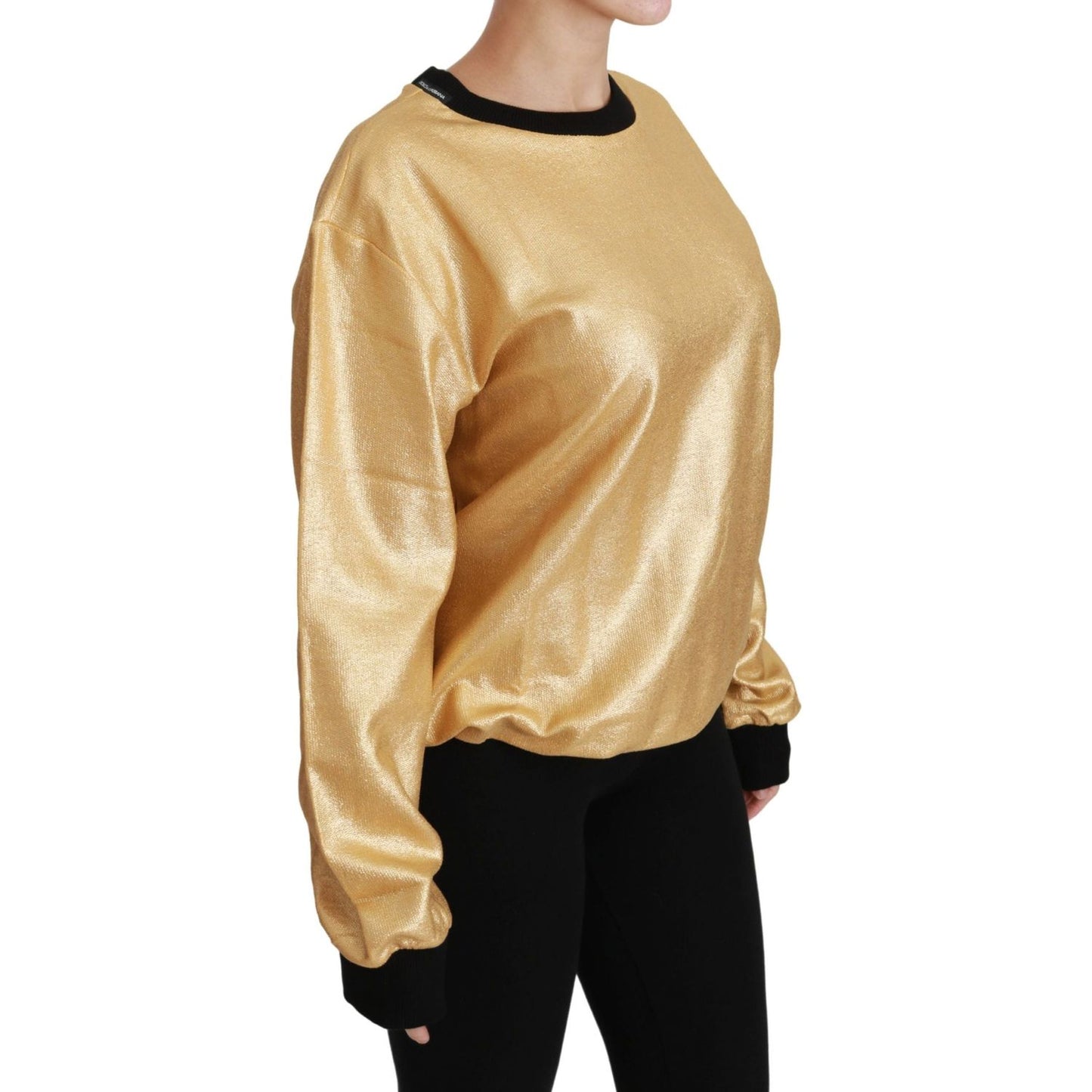 Dolce & Gabbana Elegant Gold Crew Neck Cotton Sweater Dolce & Gabbana