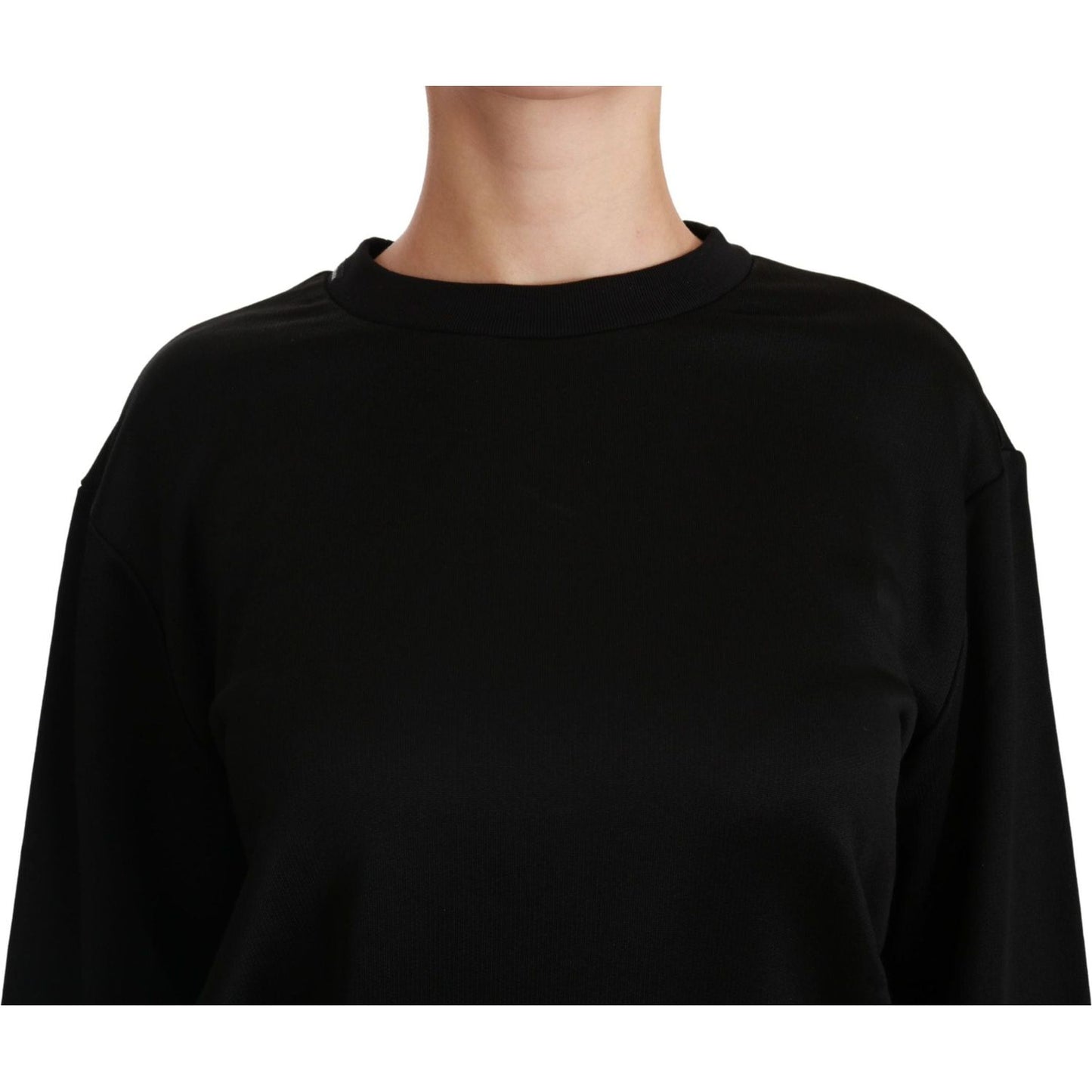 Dolce & Gabbana Elegant Black Cotton Crew Neck Pullover Sweater Dolce & Gabbana