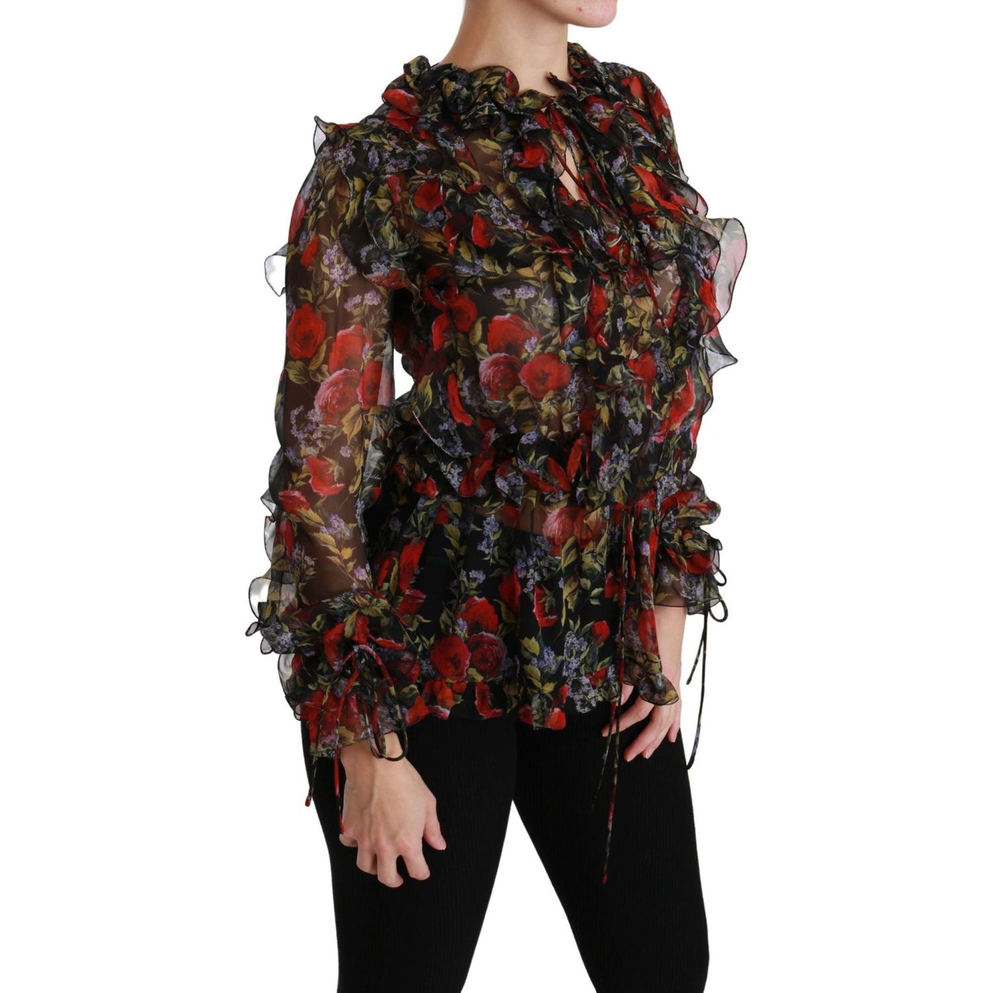 Dolce & Gabbana Elegant Floral Silk Long Sleeve Blouse Dolce & Gabbana