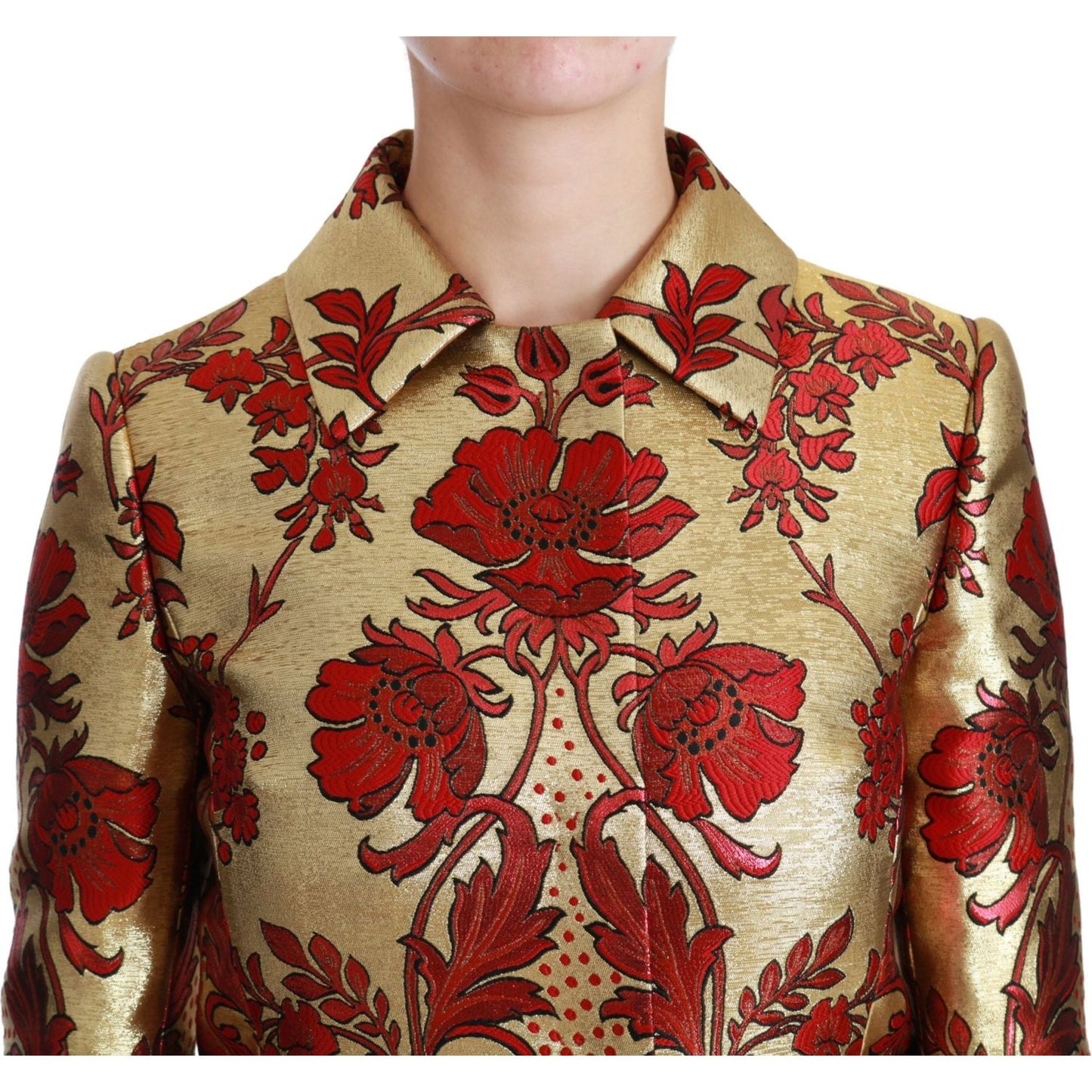 Dolce & Gabbana Elegant Gold Floral Brocade Trench Coat Dolce & Gabbana