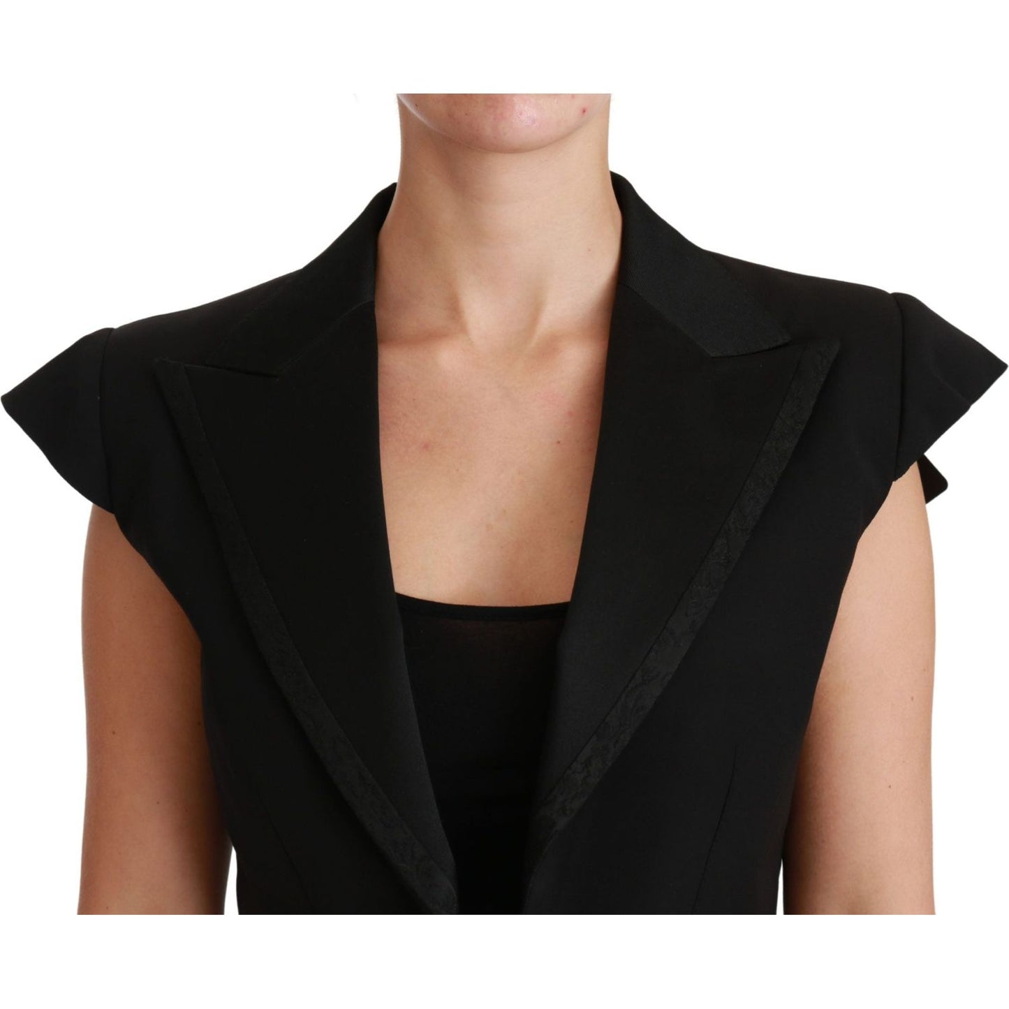 Dolce & Gabbana Elegant Black Cropped Blazer Vest Coats & Jackets Dolce & Gabbana