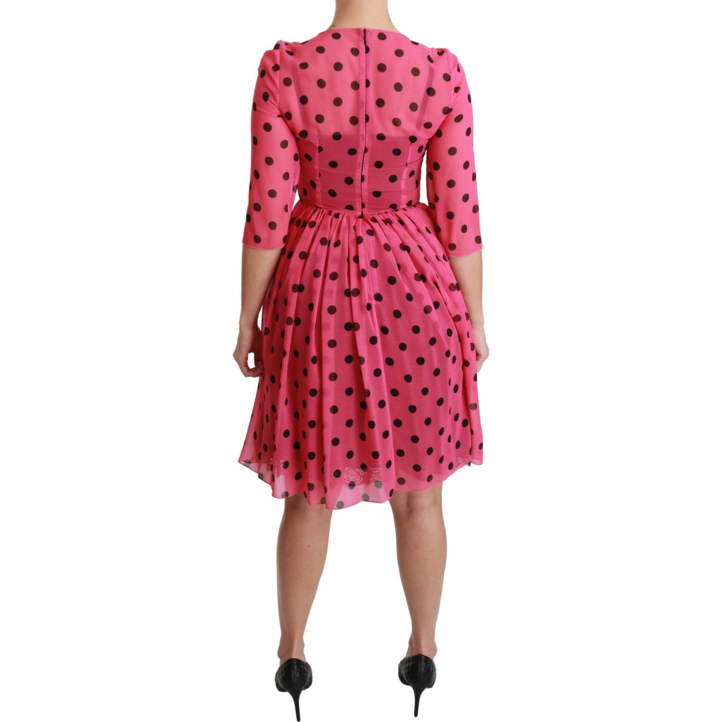 Dolce & Gabbana Elegant Polka Dot A-Line Knee Length Dress Dolce & Gabbana