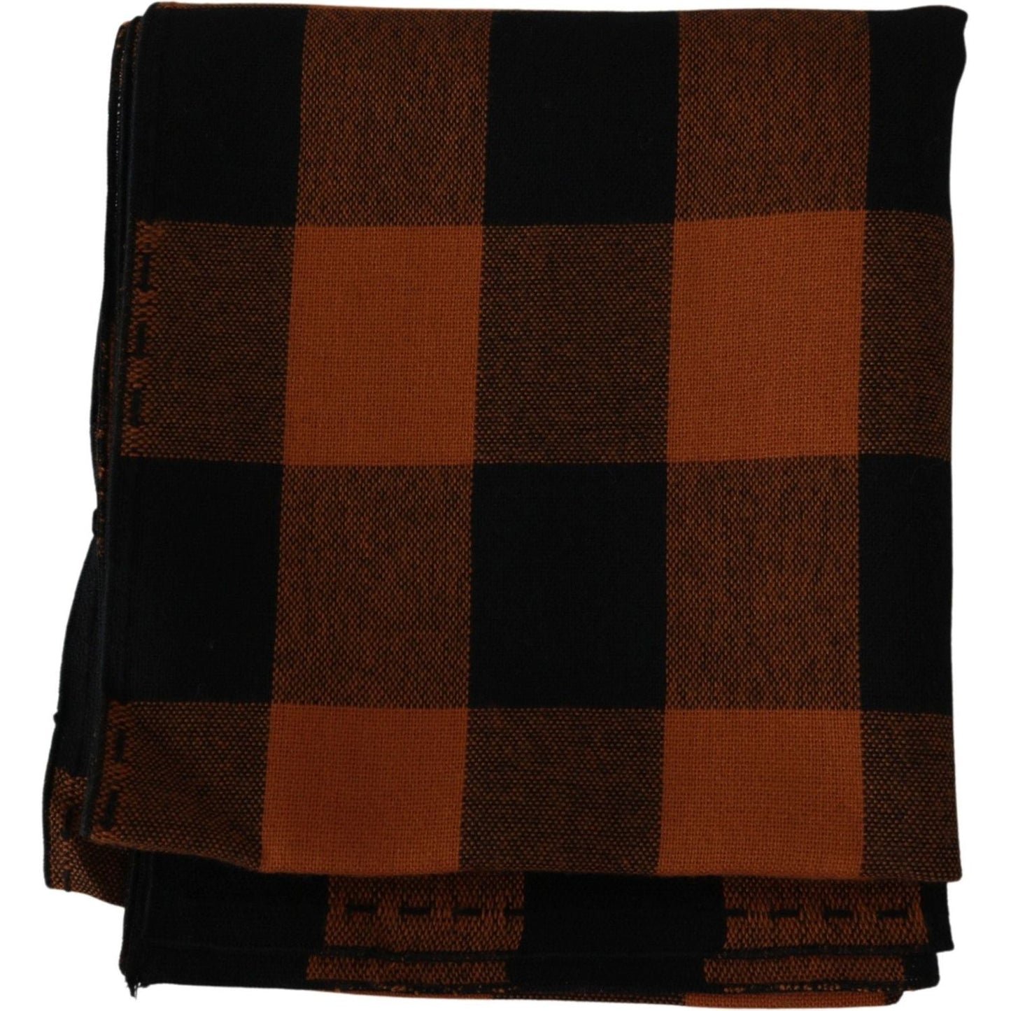 Costume National Chic Orange Check Wool Blend Scarf Costume National