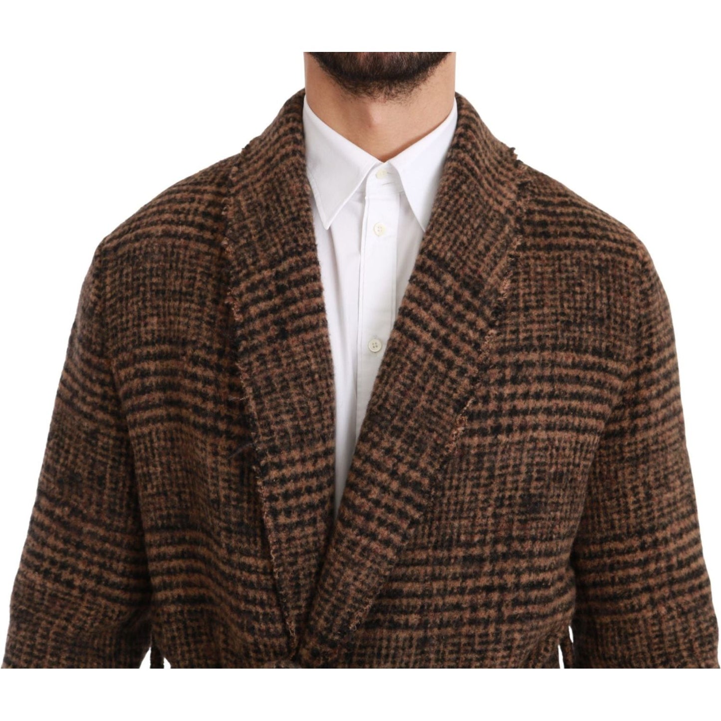 Dolce & Gabbana Elegant Brown Alpaca Blend Belted Cape Jacket Coats & Jackets Dolce & Gabbana