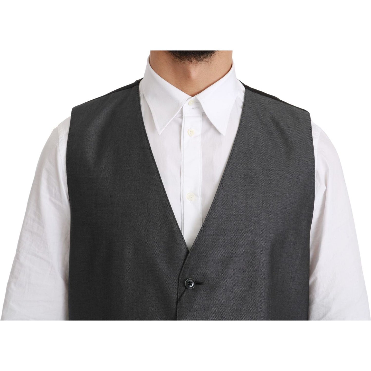 Dolce & Gabbana Elegant Gray Wool Blend Dress Vest Dolce & Gabbana